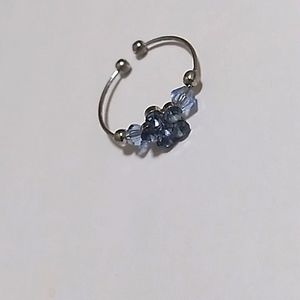 Blue flower toe ring